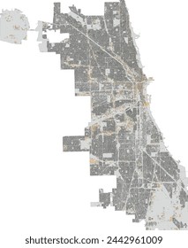 U.S. State of Illinois Chicago Map with Building Footprints