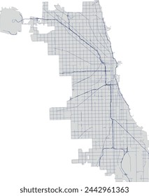 U.S. State of Illinois Chicago Map with Major Streets