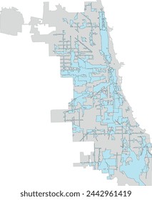 U.S. State of Illinois Chicago Map with Tax Increment Financing Districts