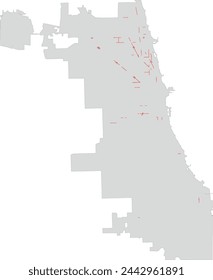 U.S. State of Illinois Chicago Map with Pedestrian Streets