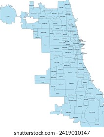 U.S. State of Illinois Chicago Neighborhoods Map