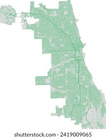 U.S. State of Illinois Chicago Street Center Lines Map