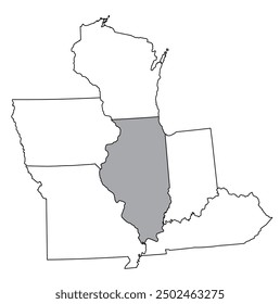 The U.S. state of Illinois with neighboring states