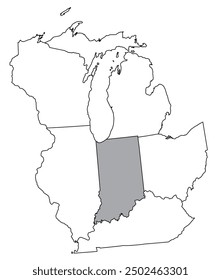 The U.S. state of Indiana with neighboring states