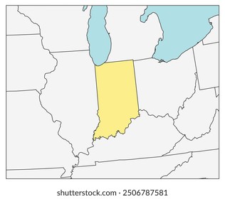 The U.S. state of Indiana with neighboring states