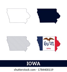 US State Iowa Map With Flag Vector