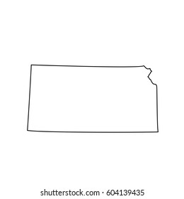 U.S. state Kansas black map on white background.