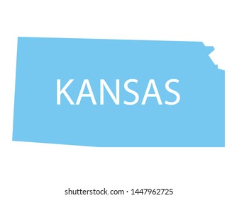 us state kansas map, blue color, vector illustration 