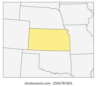 The U.S. state of Kansas with neighboring states