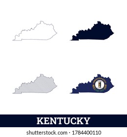 Mapa de Kentucky del estado estadounidense con vector de bandera
