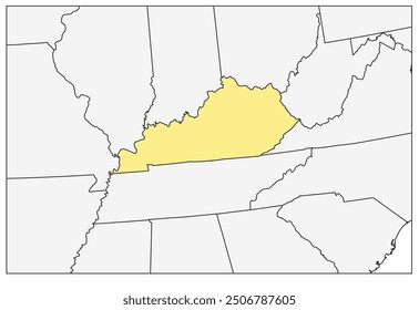 The U.S. state of Kentucky with neighboring states