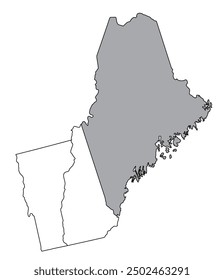 The U.S. state of Maine with neighboring states