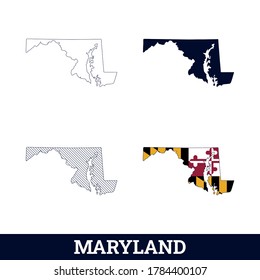 US State Maryland Map mit FlaggenVektorgrafik