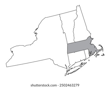 The U.S. state of Massachusetts with neighboring states