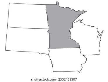 The U.S. state of Minnesota with neighboring states