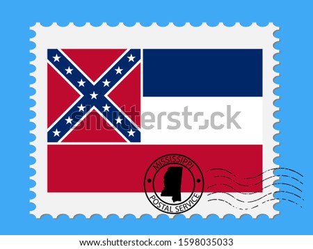 U.S. state of Mississippi Flag with Postage Stamp