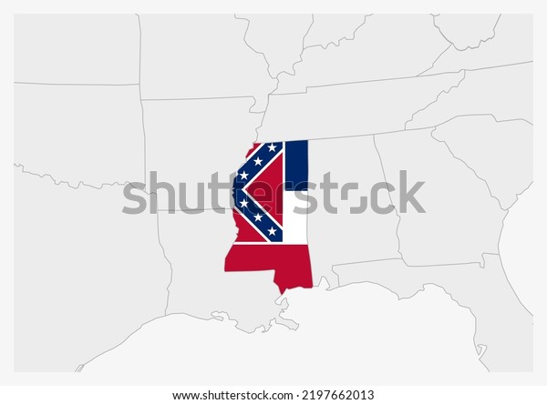 Us State Mississippi Map Highlighted Mississippi Stock Vector (Royalty ...