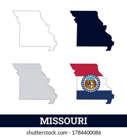 Mapa de Missouri, estado de Estados Unidos, con vector de bandera
