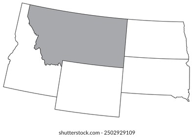 The U.S. state of Montana with neighboring states