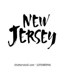 US state name, New Jersey, States of the United States, vector name, isolated on white background, brush lettering, modern brush calligraphy, hand writing.