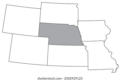 The U.S. state of Nebraska with neighboring states