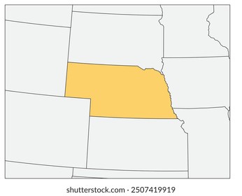 The U.S. state of Nebraska with neighboring states