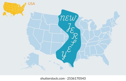 The U.S. state. new Jersey .map of united states of america .Art and Illustrator .Independence Day .American election .vector design