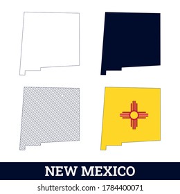 US State New Mexico Map with flag vector