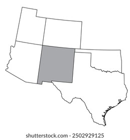 The U.S. state of New Mexico with neighboring states