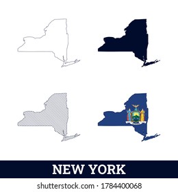 Mapa de Nueva York del estado de los Estados Unidos con vector de bandera
