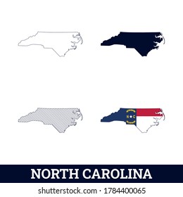 Mapa de Carolina del Norte del estado de Estados Unidos con vector de bandera