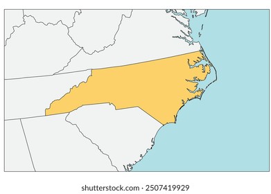 The U.S. state of North Carolina with neighboring states