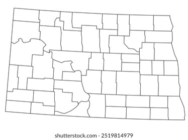 O estado americano de Dakota do Norte com condado