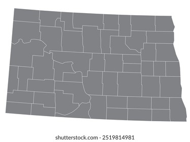 O estado americano de Dakota do Norte com condado