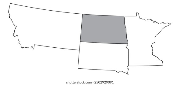 The U.S. state of North Dakota with neighboring states