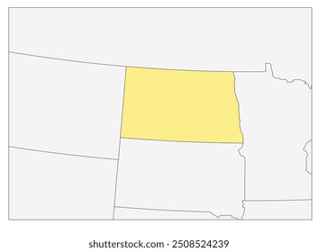 O estado americano de Dakota do Norte com estados vizinhos