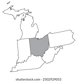 The U.S. state of Ohio with neighboring states