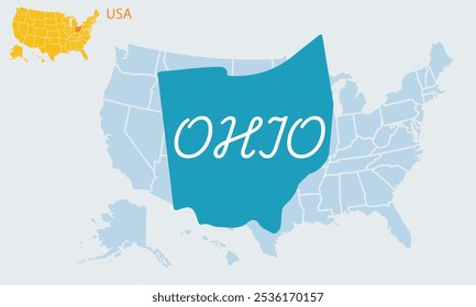 The U.S. state is Ohio.map of united states of america .Art and Illustrator .Independence Day .American election .vector design 