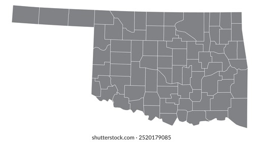 O estado americano de Oklahoma com condado