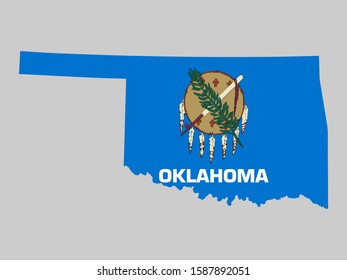 U.S. state of Oklahoma Map Flag Vector illustration Eps 10