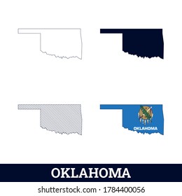 US State Oklahoma Map with flag vector