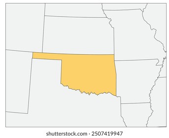 The U.S. state of Oklahoma with neighboring states