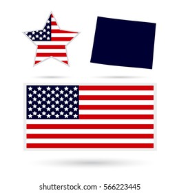 U.S. state on the U.S. map Wyoming on a white background. American flag, star