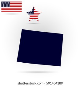 U.S. state on the U.S. map Wyoming on a gray background. American flag, star
 
