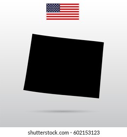 U.S. state on the U.S. map Wyoming. American flag
