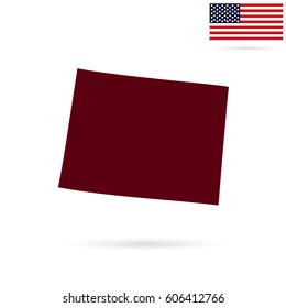 U.S. state on the U.S. map Wyoming on a white background. American flag.
