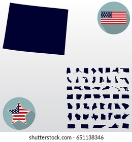 U.S. state on the U.S. map Wyoming on a white background. American flag, star
