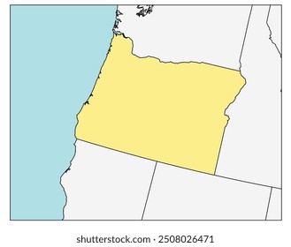 The U.S. state of Oregon with neighboring states