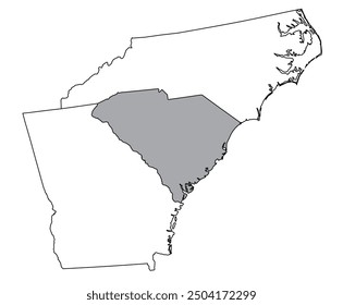 The U.S. state of South Carolina with neighboring states