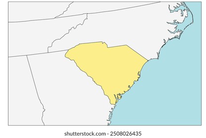 The U.S. state of South Carolina with neighboring states